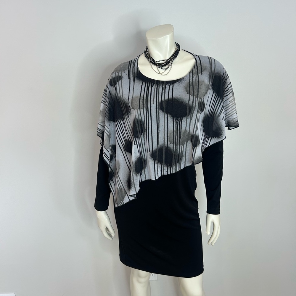 Gorgeous LE Galeriste Black and Gray Women's Midi Dress❤️S